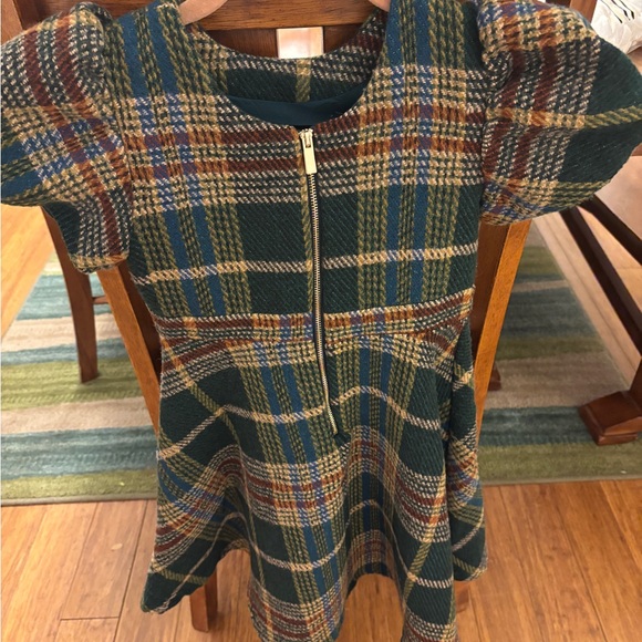 Ivy city Plaid holiday Dress in Green and Blue high end fully lined puffy sleeve - Picture 2 of 8